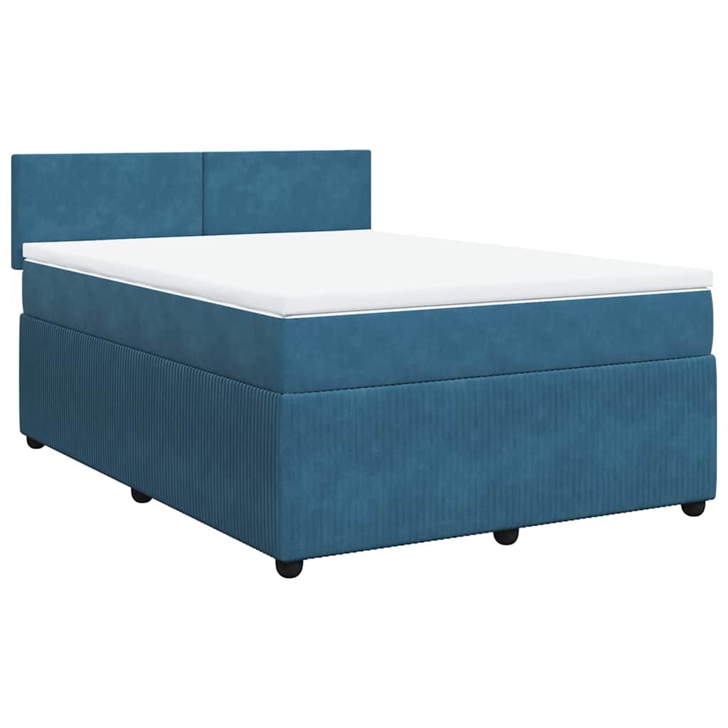 Boxspring met matras fluweel blauw 140x200 cm is nu te koop bij PeponiXL, paradijselijk wonen!