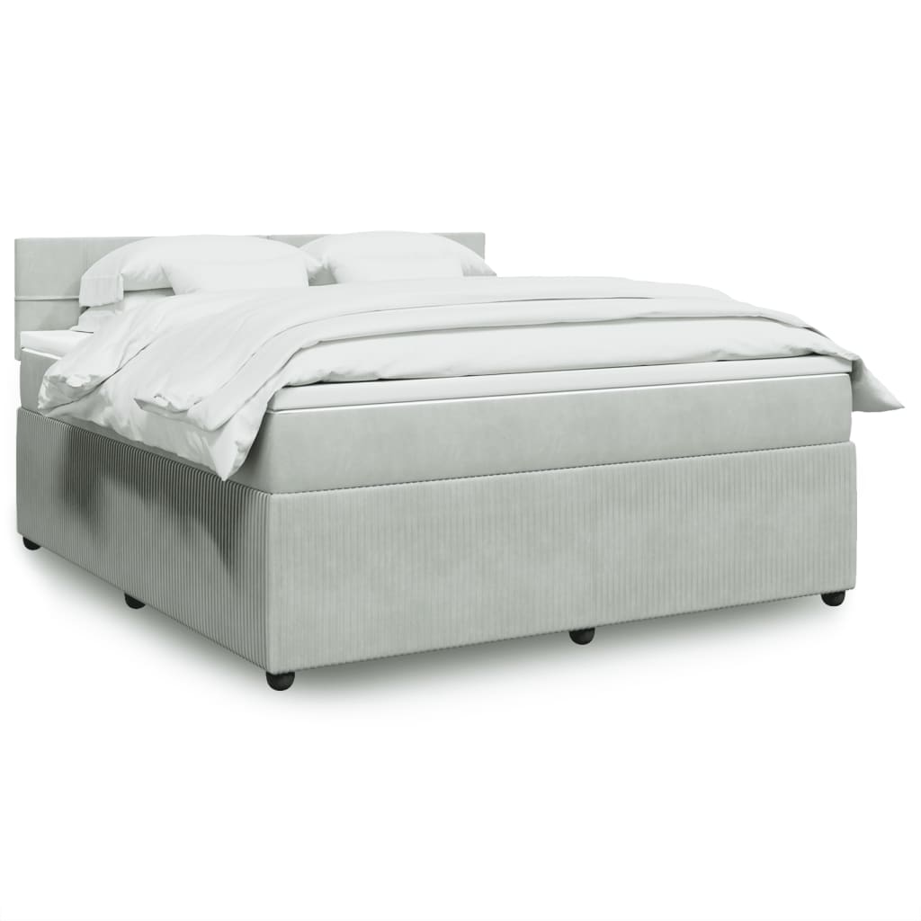 Boxspring met matras fluweel lichtgrijs 180x200 cm is nu te koop bij PeponiXL, paradijselijk wonen!