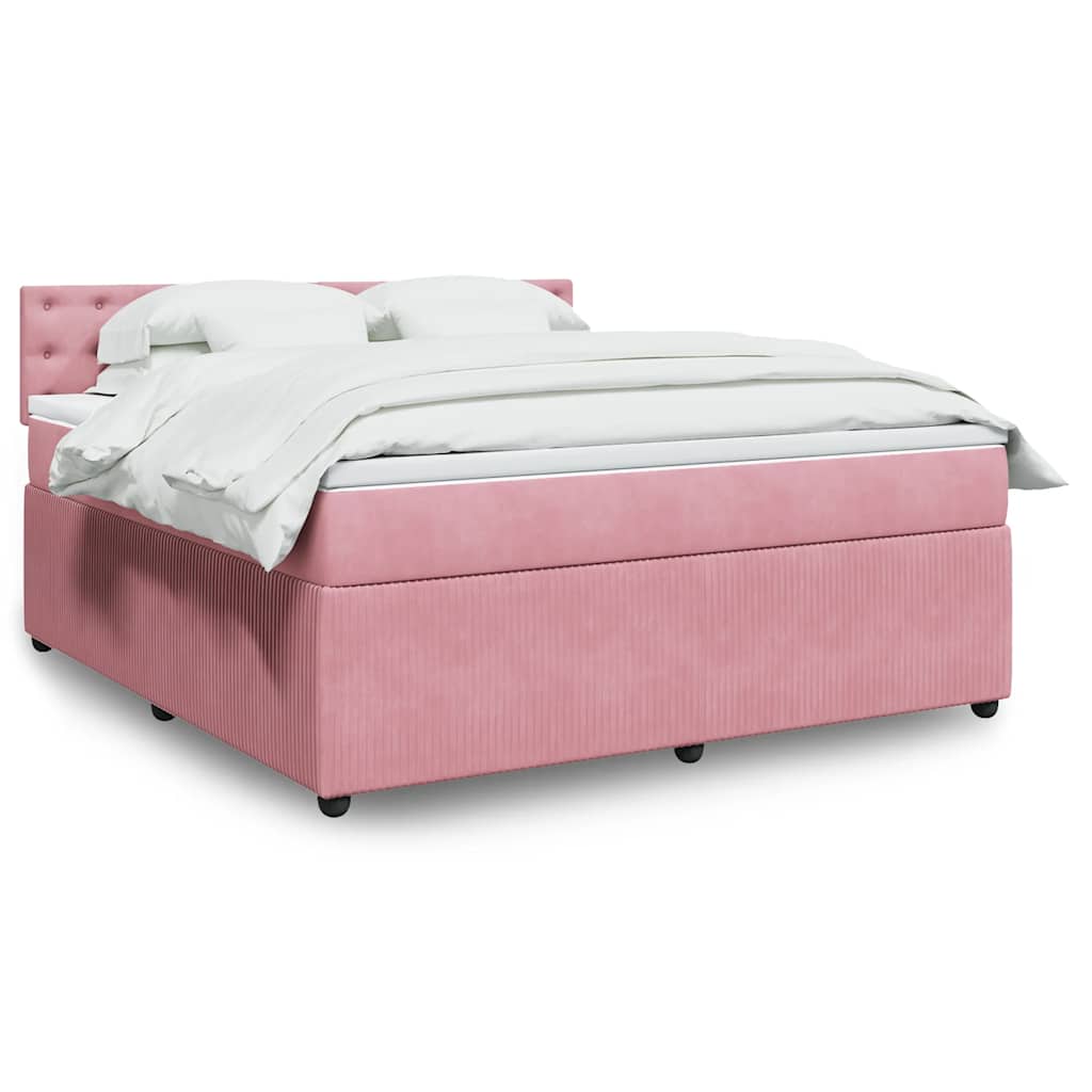 Boxspring met matras fluweel roze 180x200 cm is nu te koop bij PeponiXL, paradijselijk wonen!