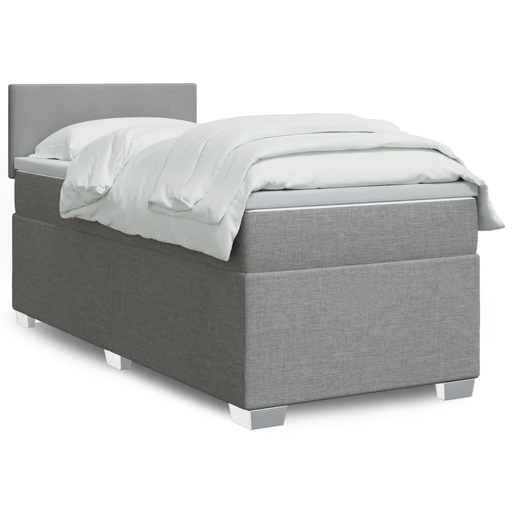 Boxspring met matras stof lichtgrijs 90x190 cm is nu te koop bij PeponiXL, paradijselijk wonen!