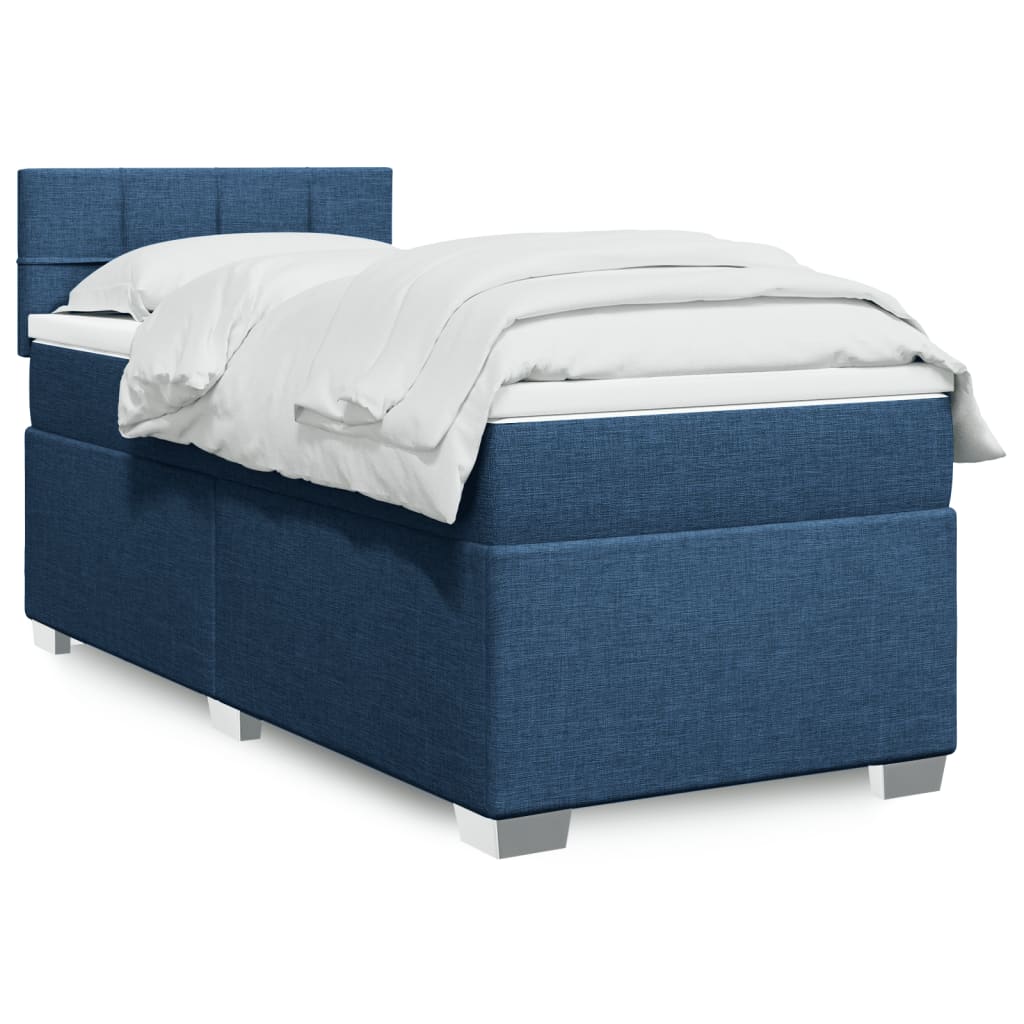 Boxspring met matras stof blauw 90x190 cm is nu te koop bij PeponiXL, paradijselijk wonen!