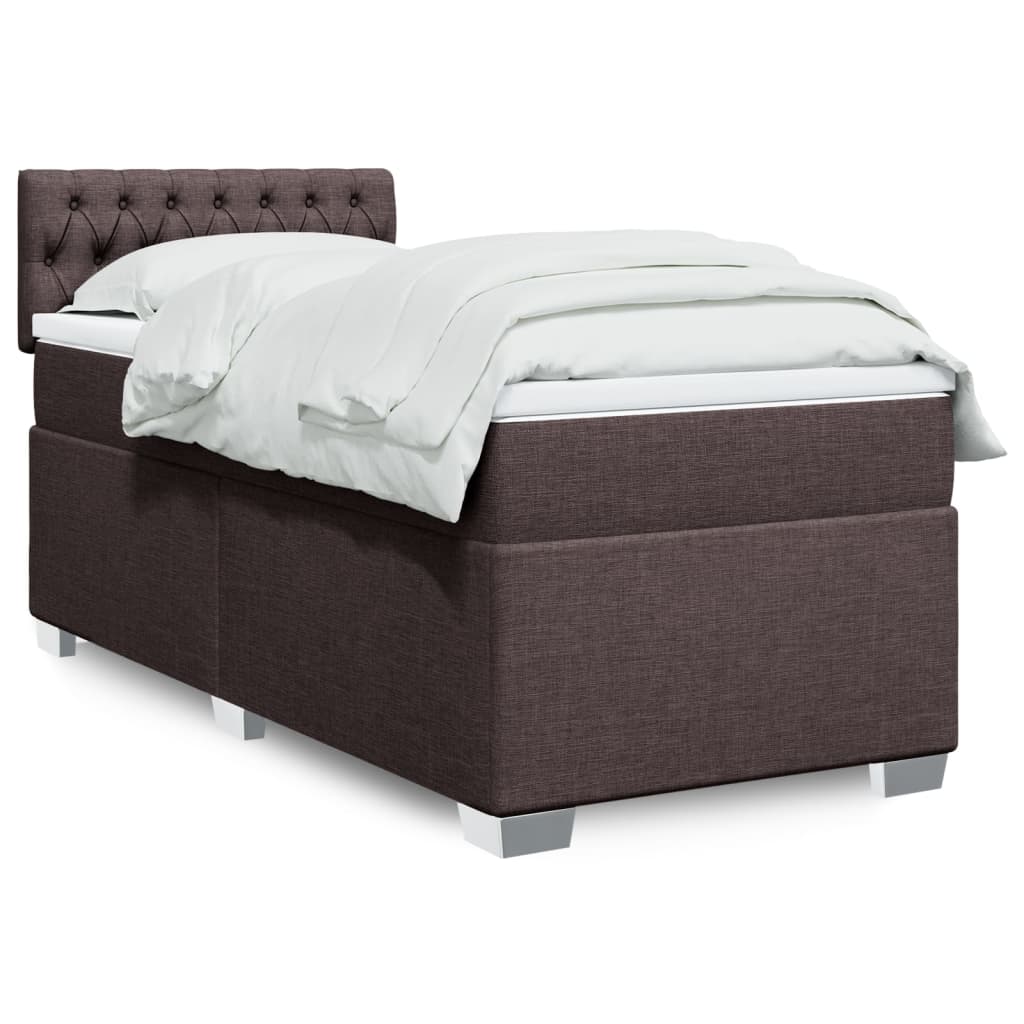Boxspring met matras stof donkerbruin 90x200 cm is nu te koop bij PeponiXL, paradijselijk wonen!