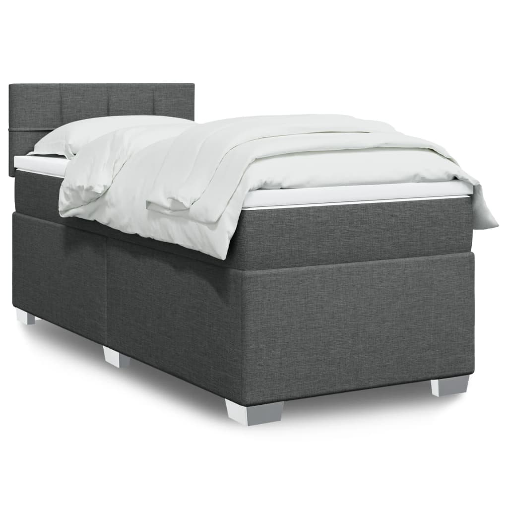 Boxspring met matras stof donkergrijs 100x200 cm is nu te koop bij PeponiXL, paradijselijk wonen!