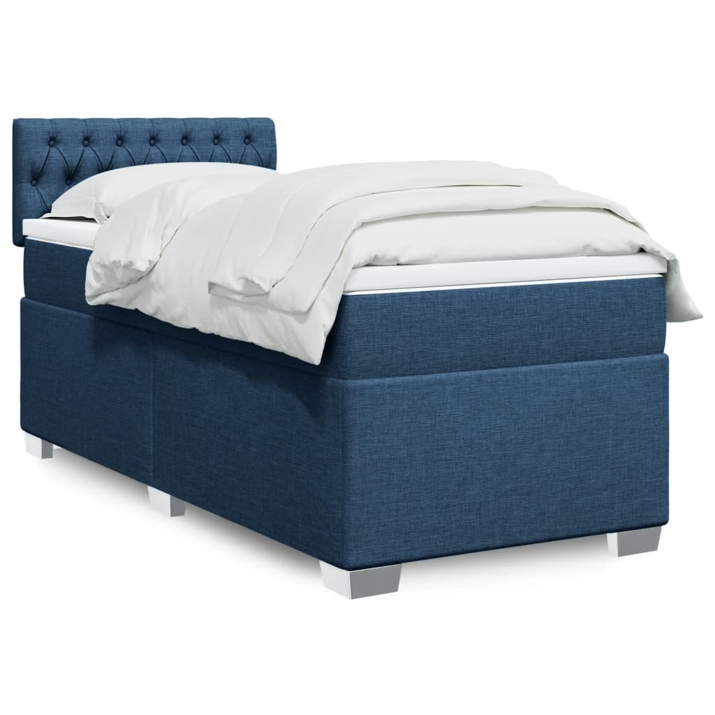 Boxspring met matras stof blauw 100x200 cm is nu te koop bij PeponiXL, paradijselijk wonen!