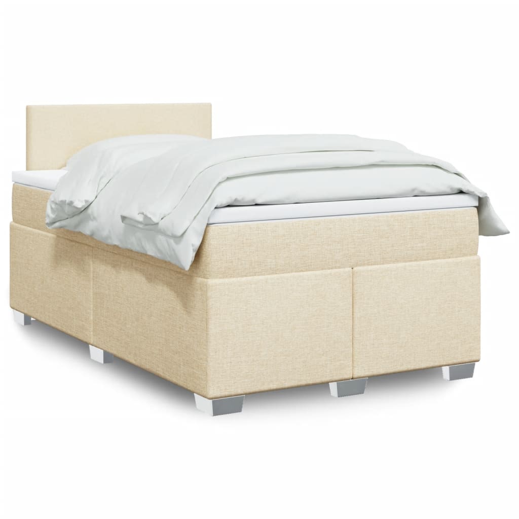 Boxspring met matras stof crèmekleurig 120x200 cm is nu te koop bij PeponiXL, paradijselijk wonen!