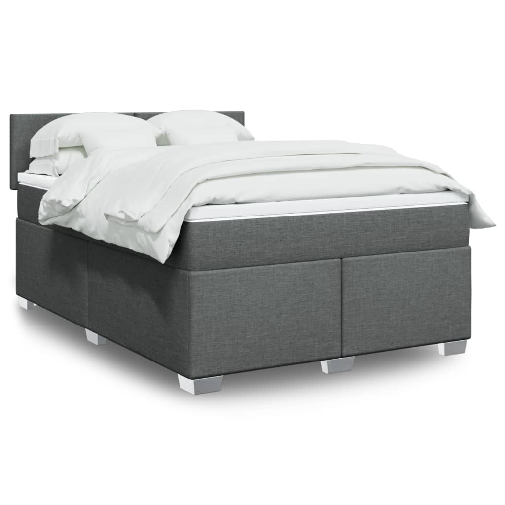 Boxspring met matras stof donkergrijs 140x190 cm is nu te koop bij PeponiXL, paradijselijk wonen!