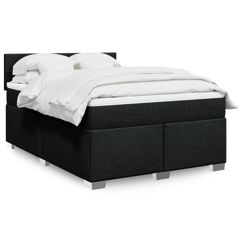 Boxspring met matras stof zwart 140x190 cm is nu te koop bij PeponiXL, paradijselijk wonen!