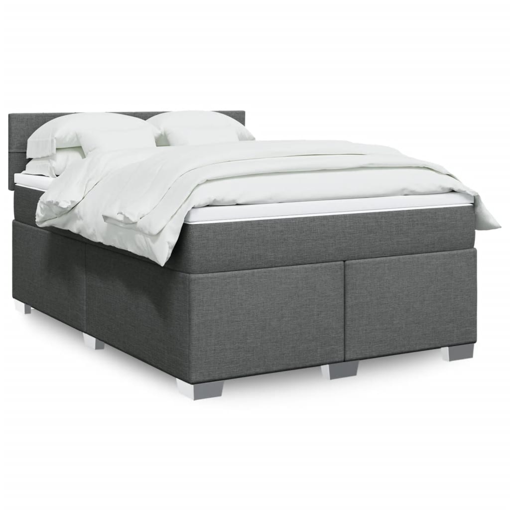 Boxspring met matras stof donkergrijs 160x200 cm is nu te koop bij PeponiXL, paradijselijk wonen!