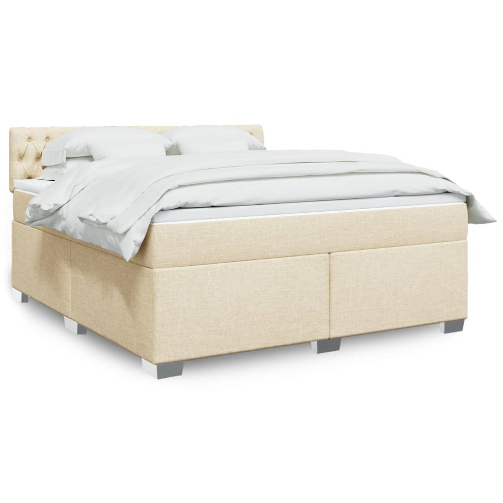Boxspring met matras stof crèmekleurig 180x200 cm is nu te koop bij PeponiXL, paradijselijk wonen!