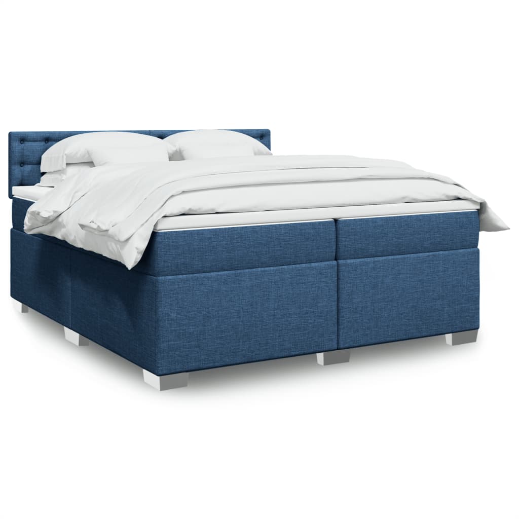 Boxspring met matras stof blauw 200x200 cm is nu te koop bij PeponiXL, paradijselijk wonen!