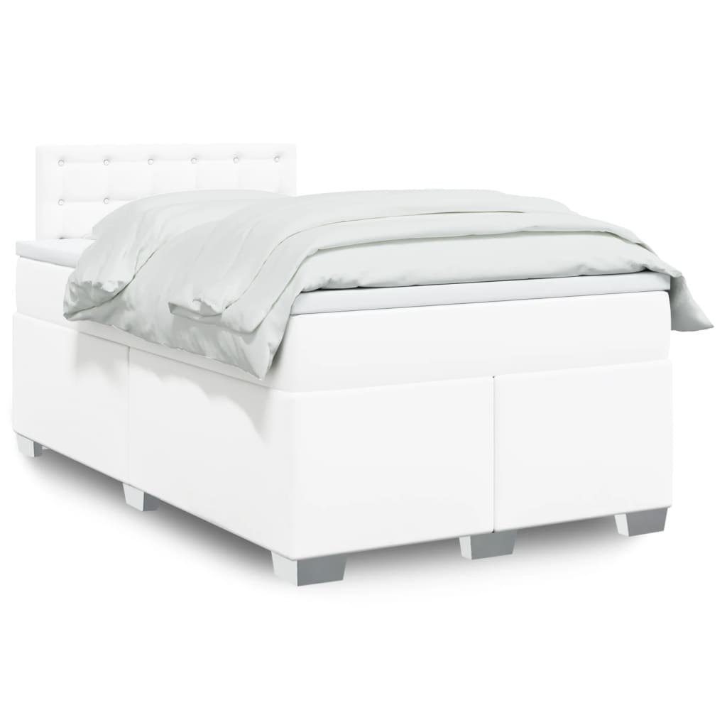 Boxspring met matras kunstleer wit 120x200 cm is nu te koop bij PeponiXL, paradijselijk wonen!