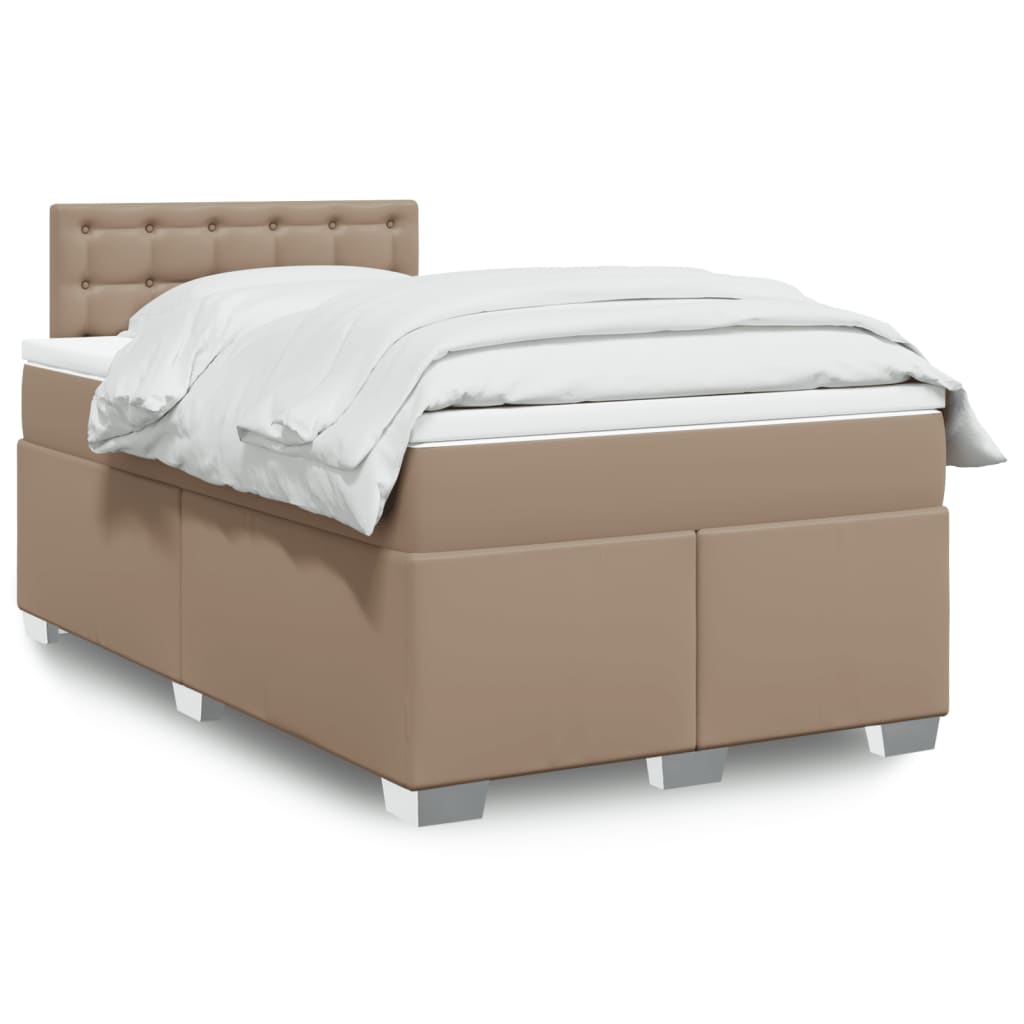 Boxspring met matras kunstleer cappuccinokleurig 120x200 cm is nu te koop bij PeponiXL, paradijselijk wonen!