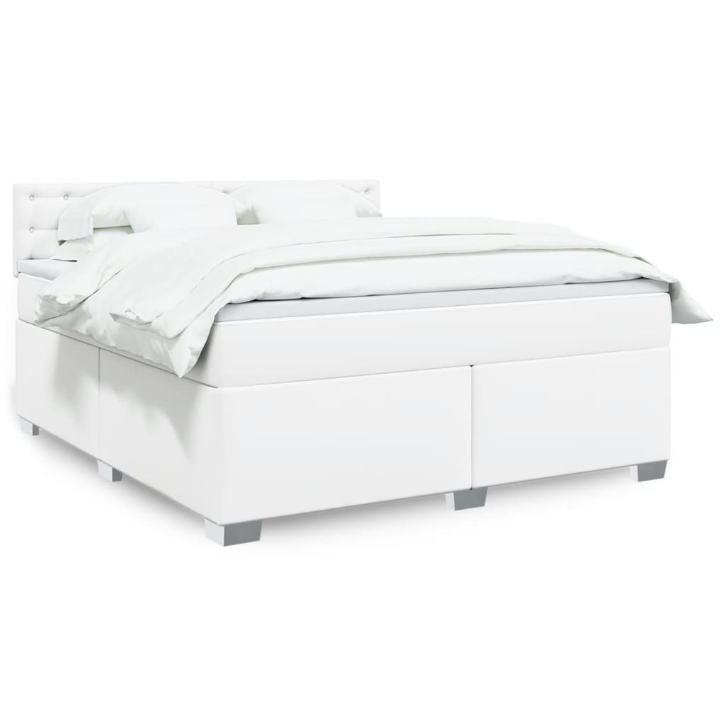 Boxspring met matras kunstleer wit 180x200 cm is nu te koop bij PeponiXL, paradijselijk wonen!