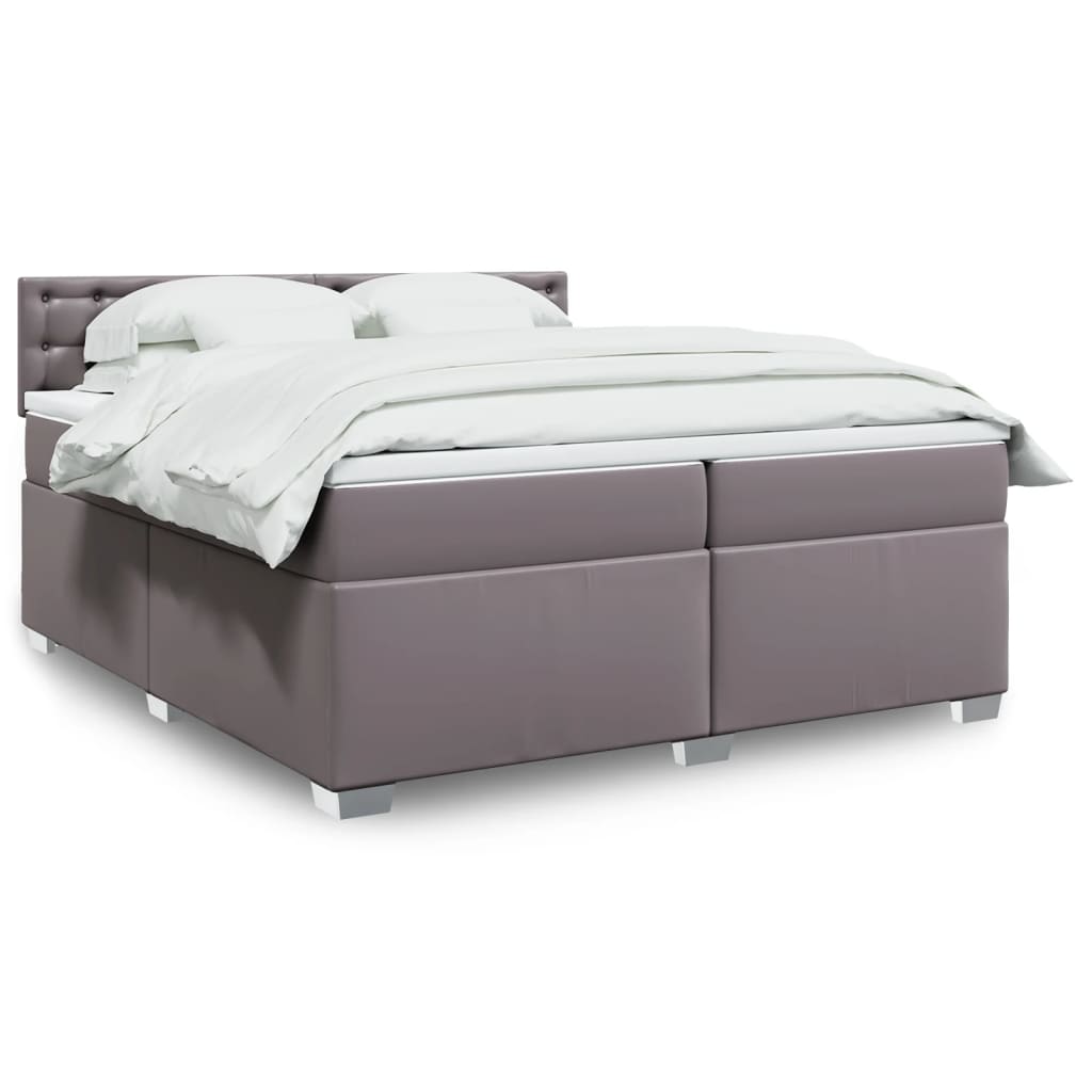 Boxspring met matras kunstleer grijs 200x200 cm is nu te koop bij PeponiXL, paradijselijk wonen!