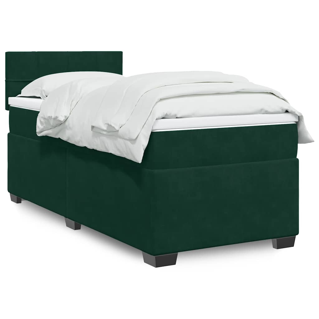 Boxspring met matras fluweel donkergroen 100x200 cm is nu te koop bij PeponiXL, paradijselijk wonen!