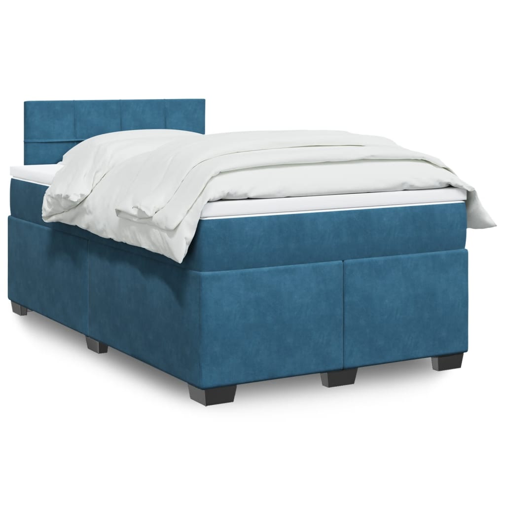 Boxspring met matras fluweel blauw 120x190 cm is nu te koop bij PeponiXL, paradijselijk wonen!