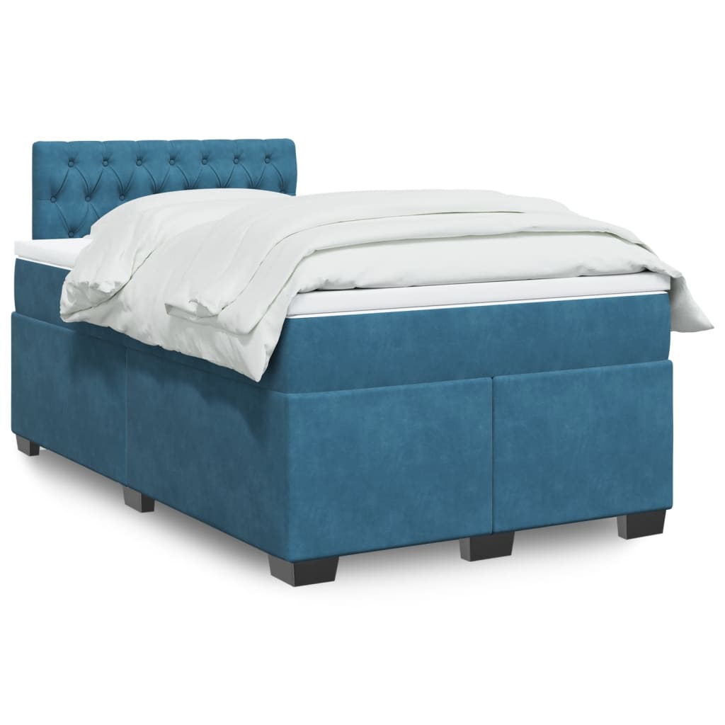 Boxspring met matras fluweel blauw 120x200 cm is nu te koop bij PeponiXL, paradijselijk wonen!