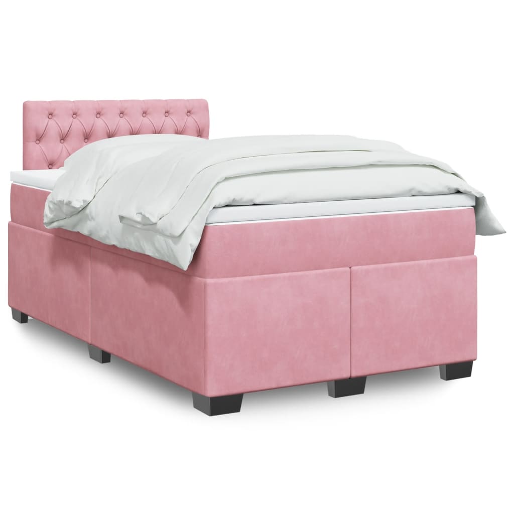 Boxspring met matras fluweel roze 120x200 cm is nu te koop bij PeponiXL, paradijselijk wonen!