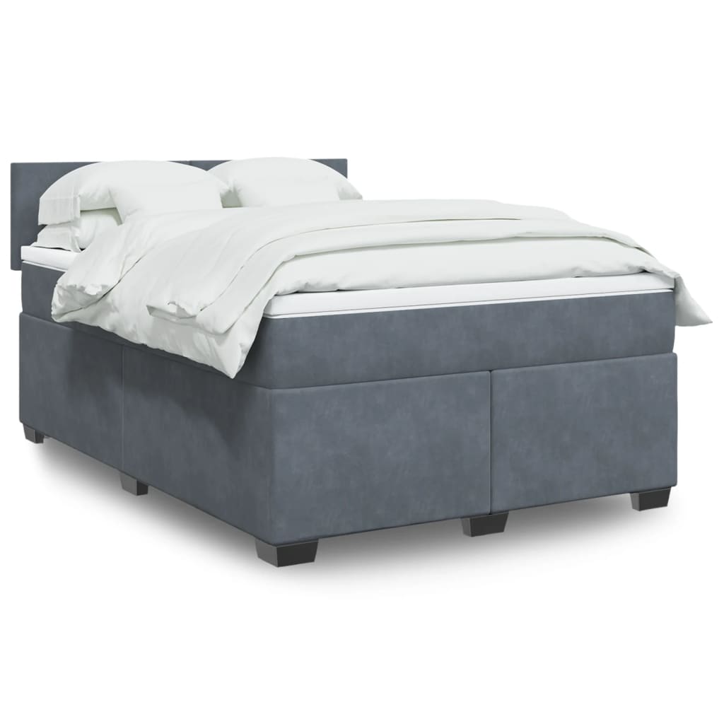 Boxspring met matras fluweel donkergrijs 140x190 cm is nu te koop bij PeponiXL, paradijselijk wonen!