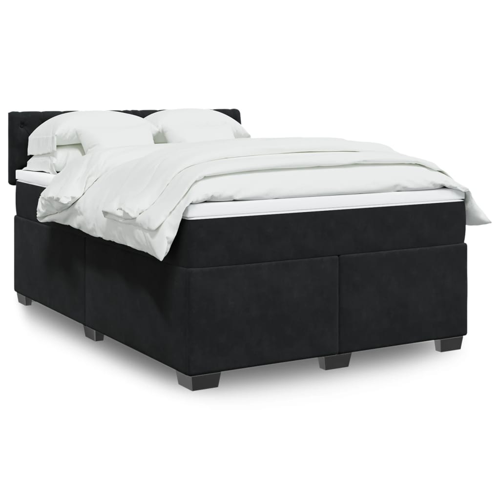 Boxspring met matras fluweel zwart 140x190 cm is nu te koop bij PeponiXL, paradijselijk wonen!
