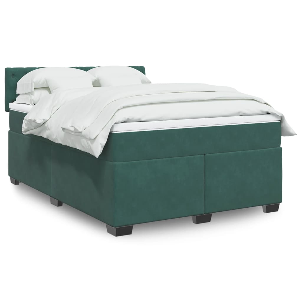Boxspring met matras fluweel donkergroen 140x190 cm is nu te koop bij PeponiXL, paradijselijk wonen!