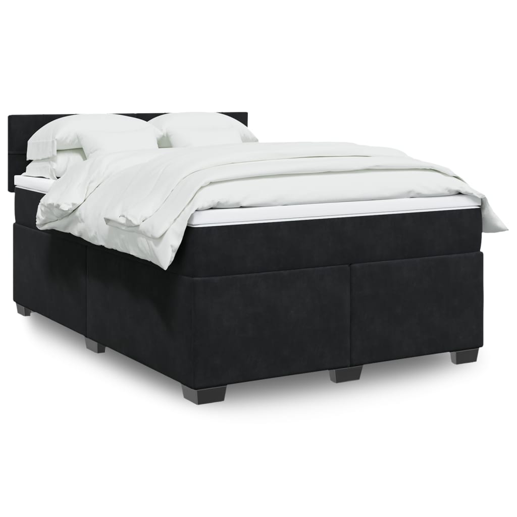 Boxspring met matras fluweel zwart 140x200 cm is nu te koop bij PeponiXL, paradijselijk wonen!