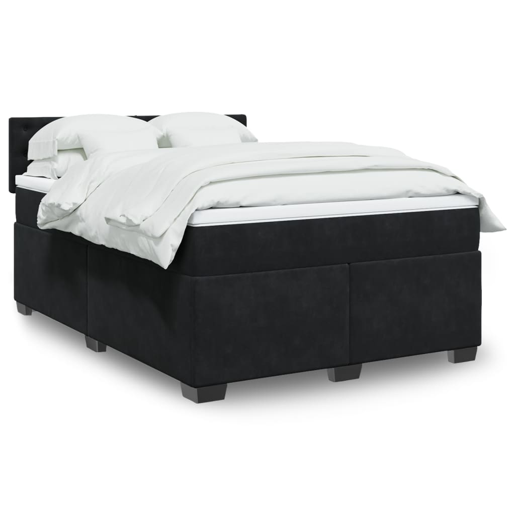 Boxspring met matras fluweel zwart 140x200 cm is nu te koop bij PeponiXL, paradijselijk wonen!