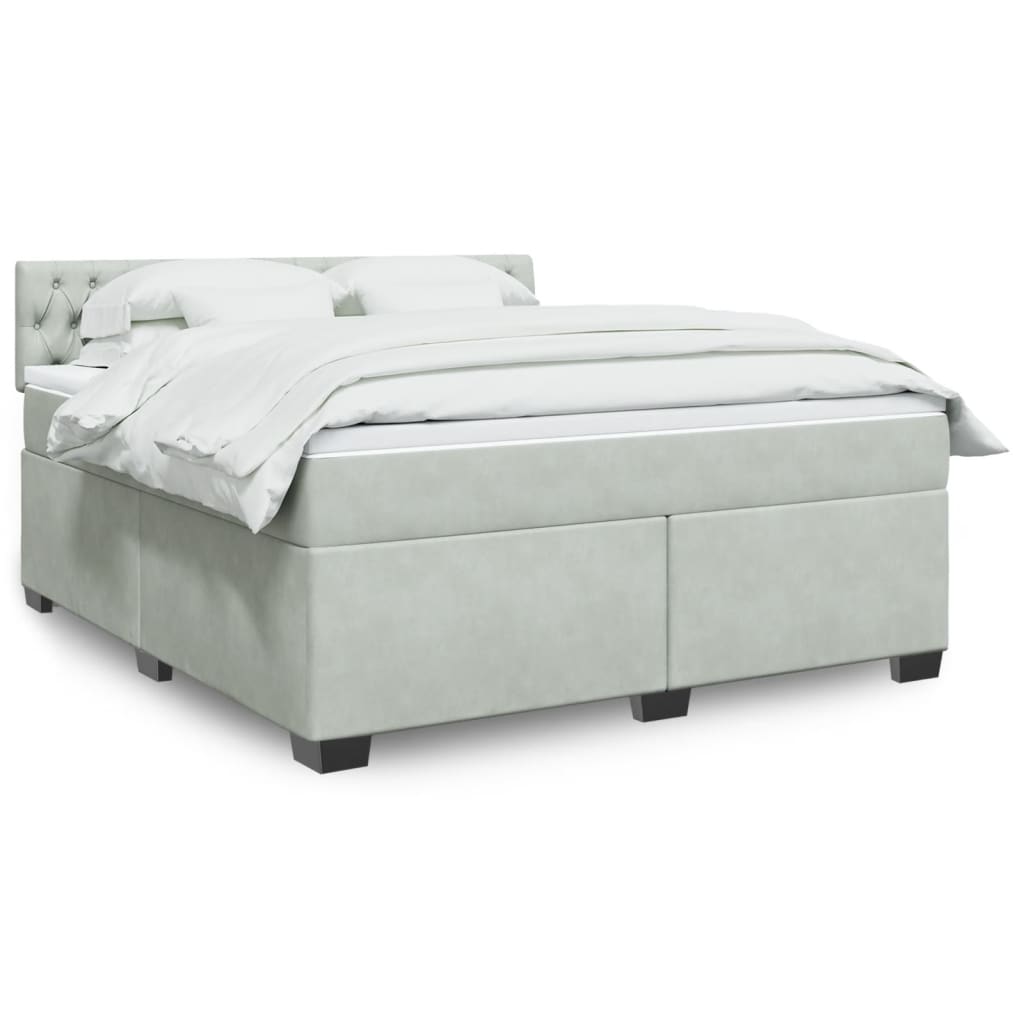Boxspring met matras fluweel lichtgrijs 180x200 cm is nu te koop bij PeponiXL, paradijselijk wonen!