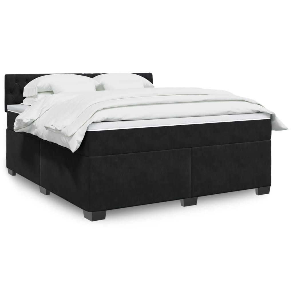 Boxspring met matras fluweel zwart 180x200 cm is nu te koop bij PeponiXL, paradijselijk wonen!