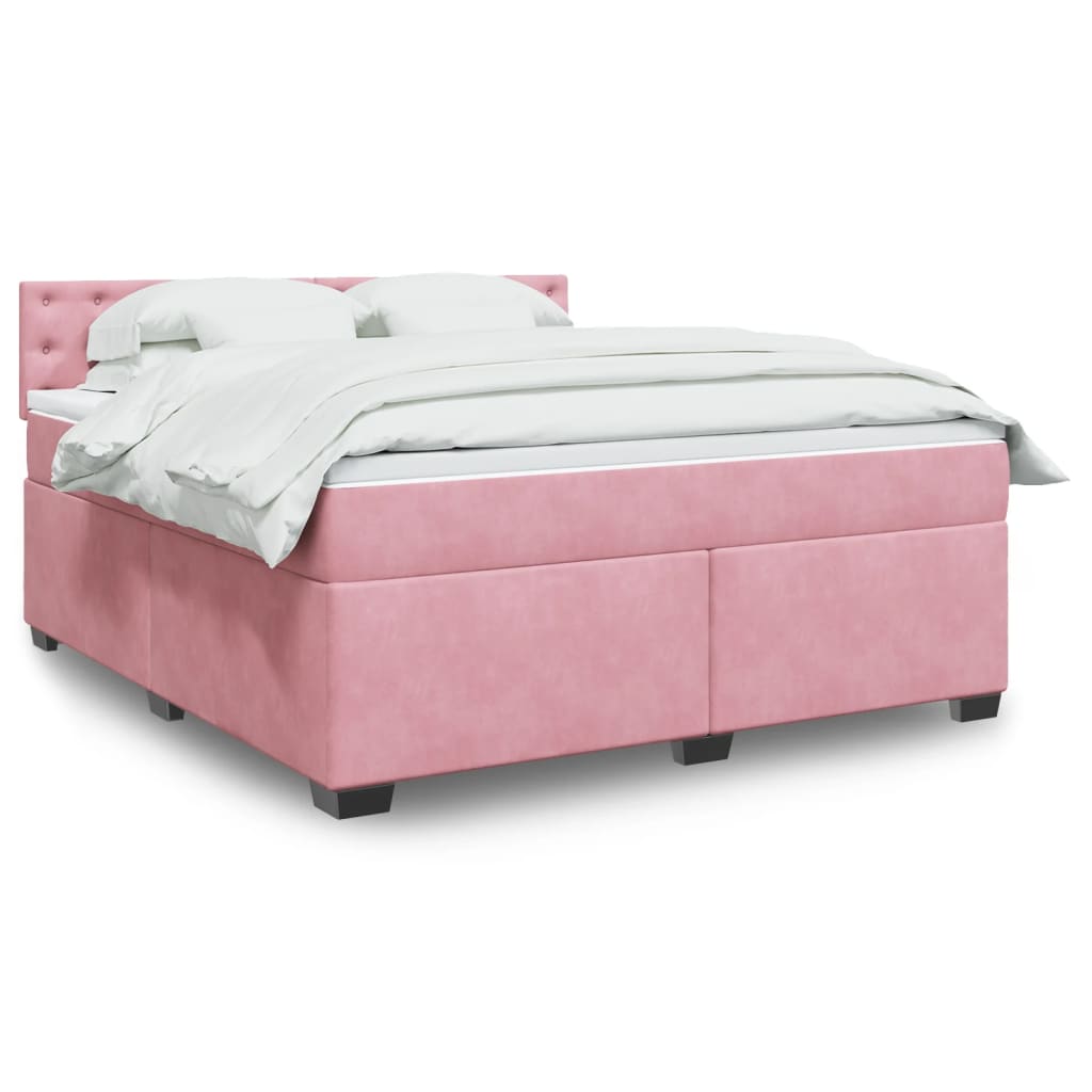 Boxspring met matras fluweel roze 180x200 cm is nu te koop bij PeponiXL, paradijselijk wonen!