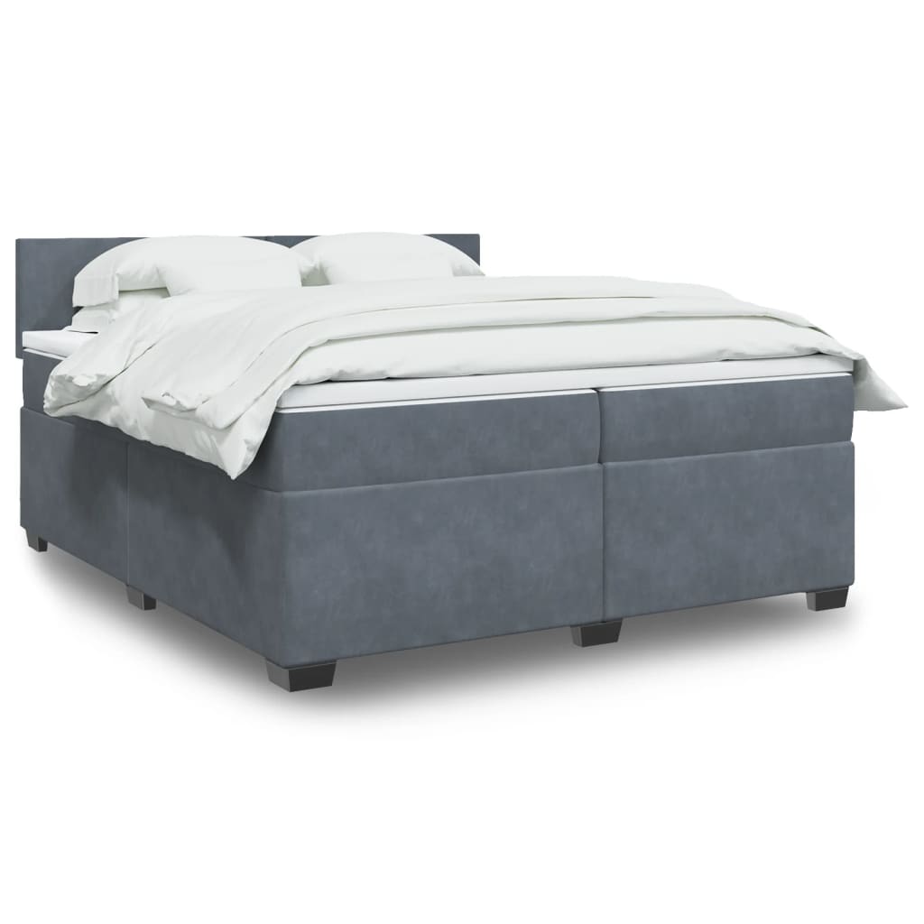 Boxspring met matras fluweel donkergrijs 200x200 cm is nu te koop bij PeponiXL, paradijselijk wonen!