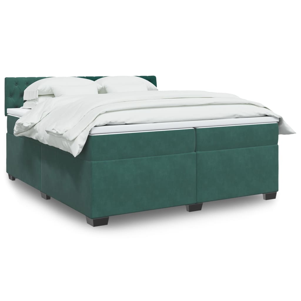 Boxspring met matras fluweel donkergroen 200x200 cm is nu te koop bij PeponiXL, paradijselijk wonen!