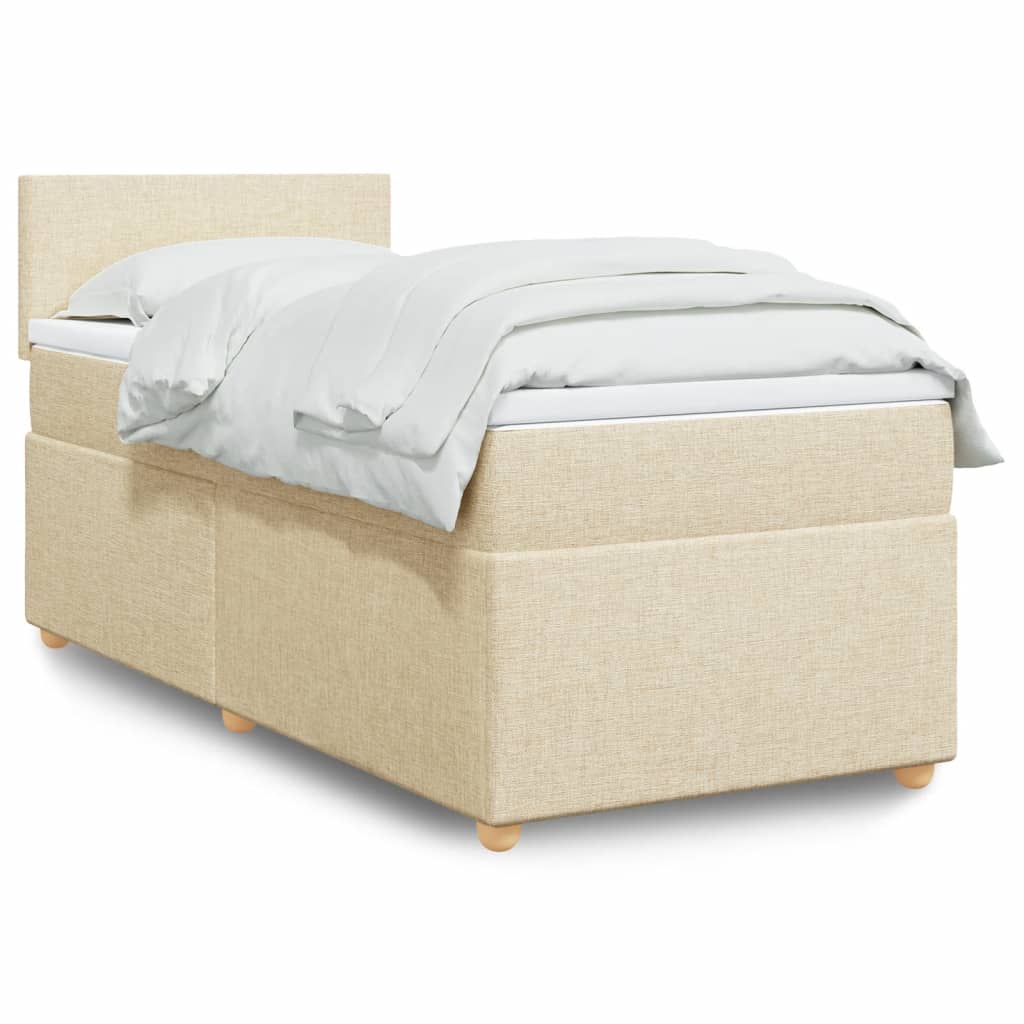 Boxspring met matras stof crèmekleurig 90x190 cm is nu te koop bij PeponiXL, paradijselijk wonen!