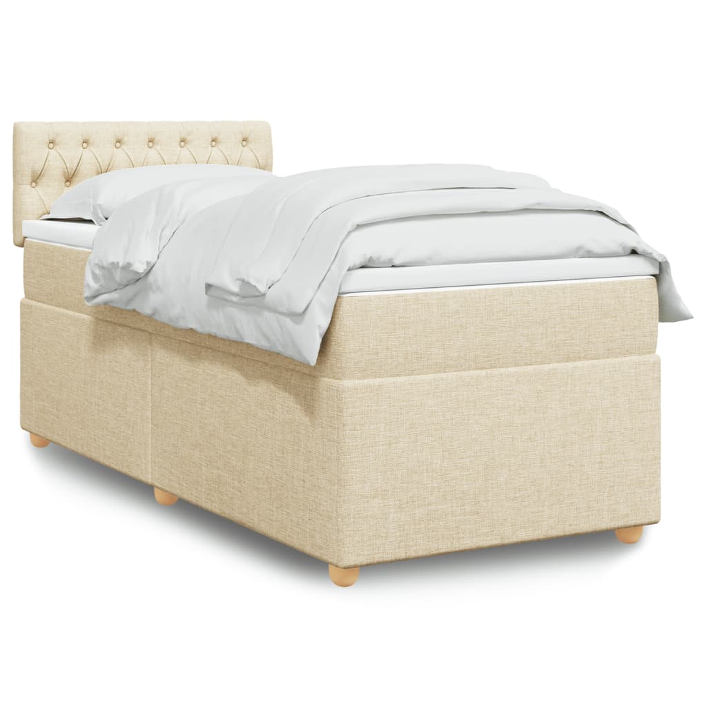 Boxspring met matras stof crèmekleurig 90x190 cm is nu te koop bij PeponiXL, paradijselijk wonen!