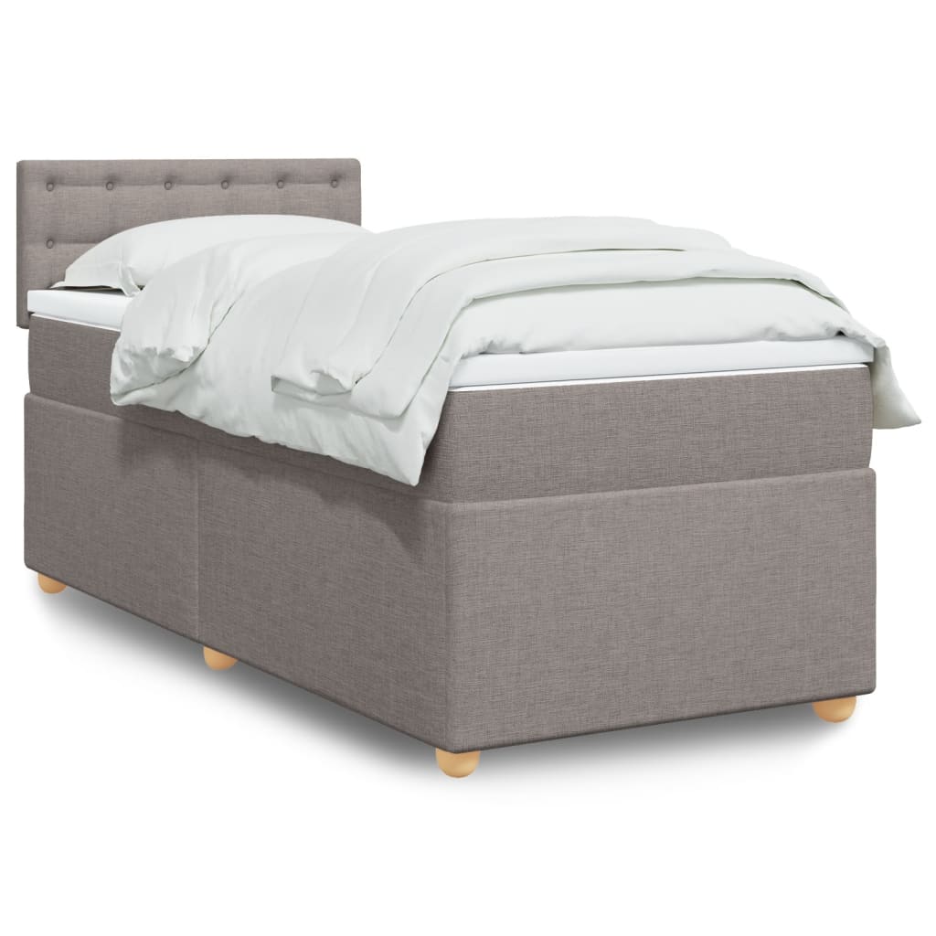 Boxspring met matras stof taupe 90x190 cm is nu te koop bij PeponiXL, paradijselijk wonen!