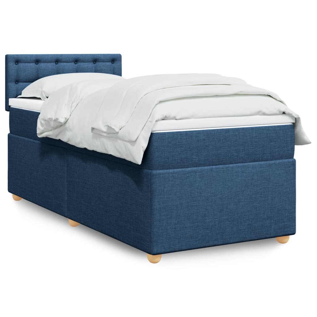 Boxspring met matras stof blauw 90x190 cm is nu te koop bij PeponiXL, paradijselijk wonen!