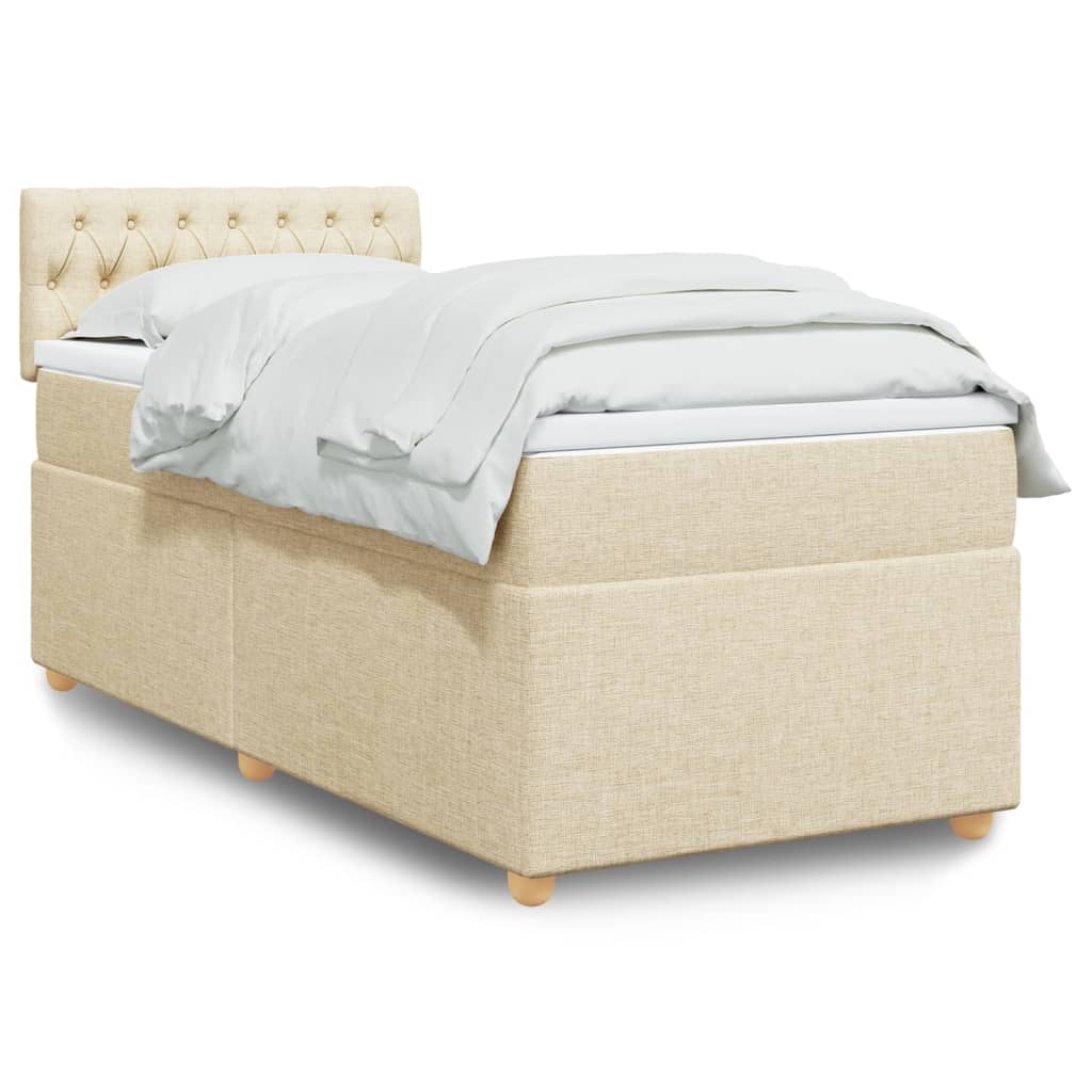 Boxspring met matras stof crèmekleurig 100x200 cm is nu te koop bij PeponiXL, paradijselijk wonen!