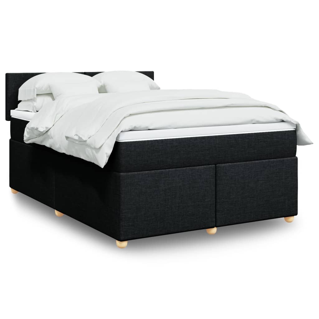 Boxspring met matras stof zwart 140x190 cm is nu te koop bij PeponiXL, paradijselijk wonen!