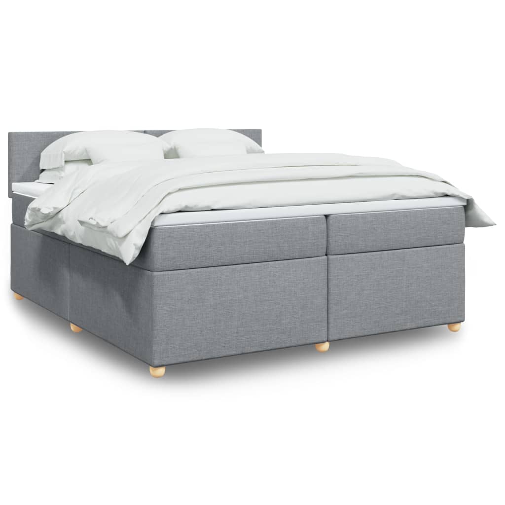 Boxspring met matras stof lichtgrijs 200x200 cm is nu te koop bij PeponiXL, paradijselijk wonen!