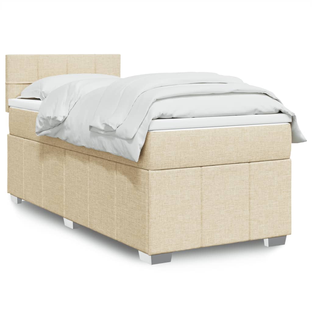 Boxspring met matras stof crèmekleurig 80x200 cm is nu te koop bij PeponiXL, paradijselijk wonen!