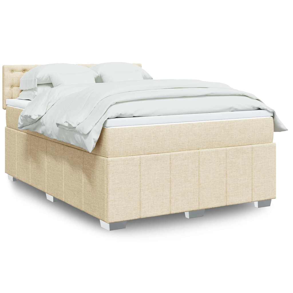 Boxspring met matras stof crèmekleurig 140x190 cm is nu te koop bij PeponiXL, paradijselijk wonen!