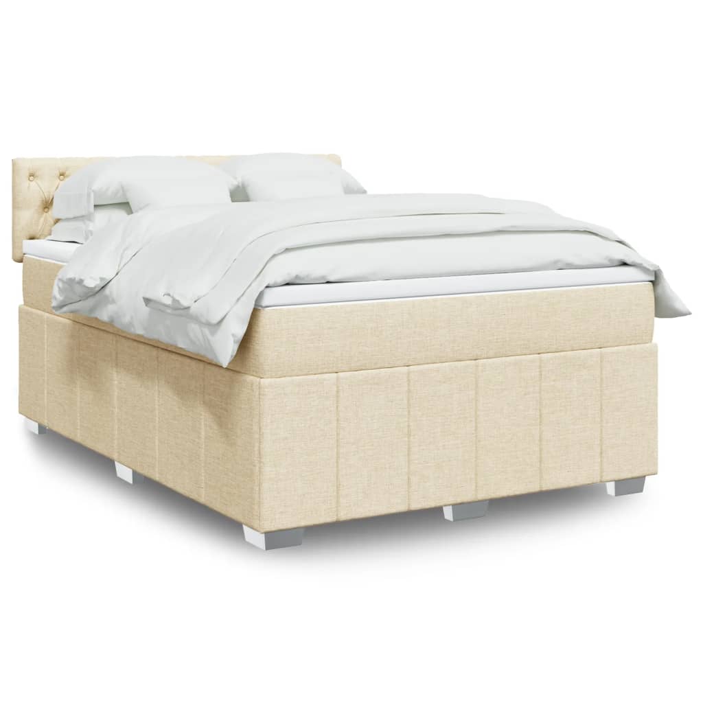 Boxspring met matras stof crèmekleurig 140x200 cm is nu te koop bij PeponiXL, paradijselijk wonen!