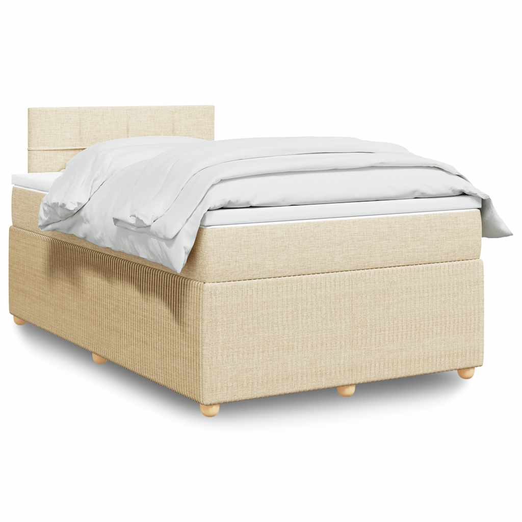 Boxspring met matras stof crèmekleurig 120x190 cm is nu te koop bij PeponiXL, paradijselijk wonen!