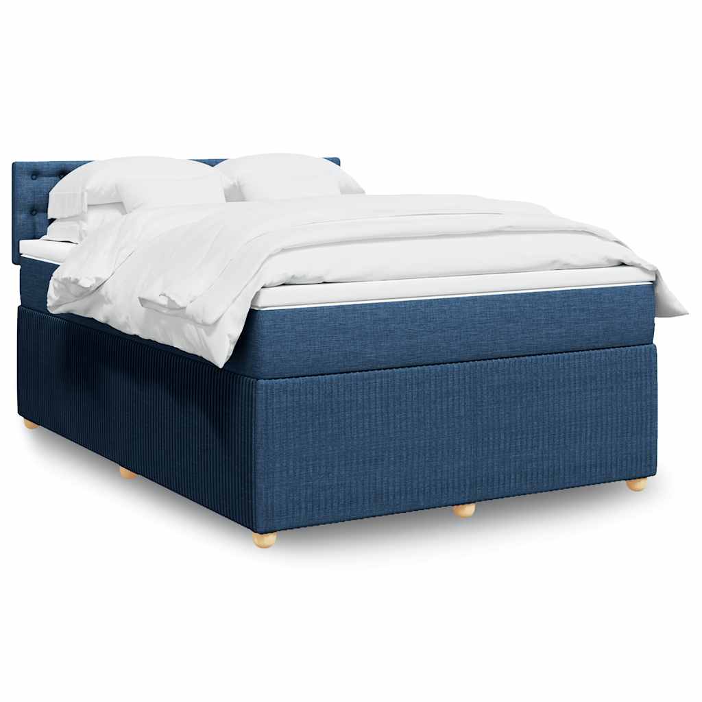 Boxspring met matras stof blauw 140x190 cm is nu te koop bij PeponiXL, paradijselijk wonen!