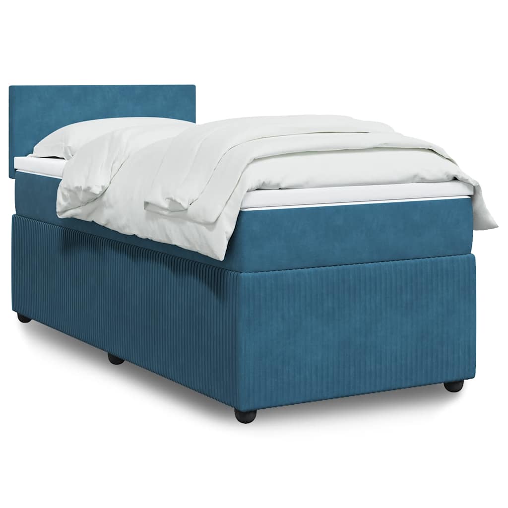 Boxspring met matras fluweel blauw 90x190 cm is nu te koop bij PeponiXL, paradijselijk wonen!