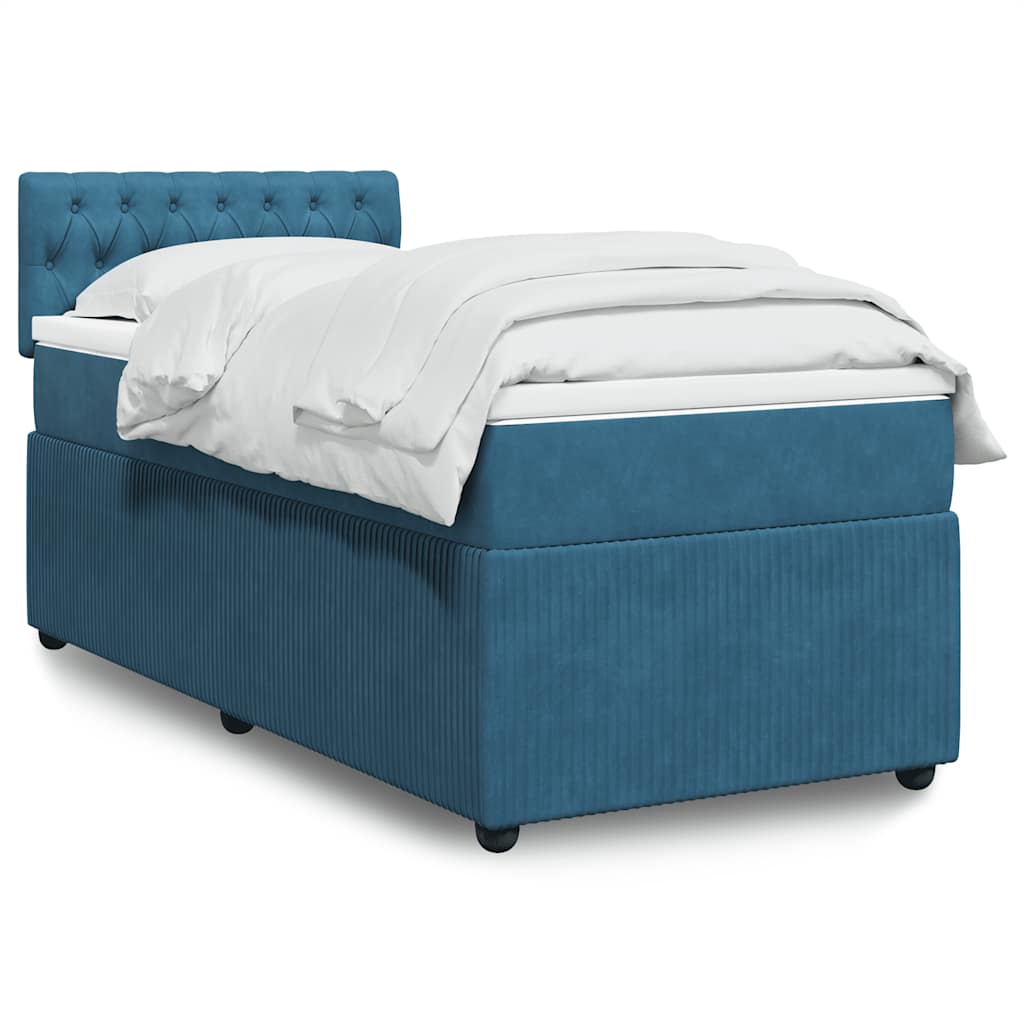Boxspring met matras fluweel blauw 100x200 cm is nu te koop bij PeponiXL, paradijselijk wonen!