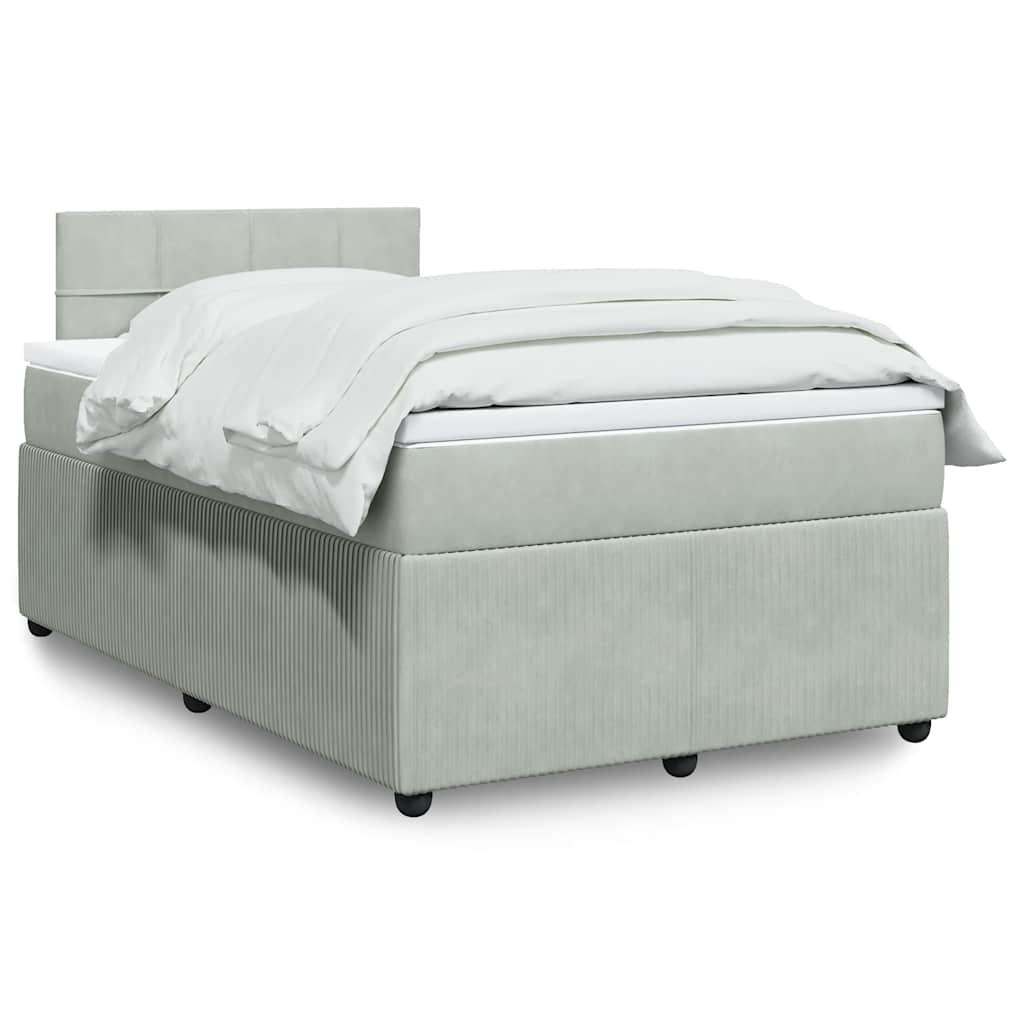 Boxspring met matras fluweel lichtgrijs 120x190 cm is nu te koop bij PeponiXL, paradijselijk wonen!