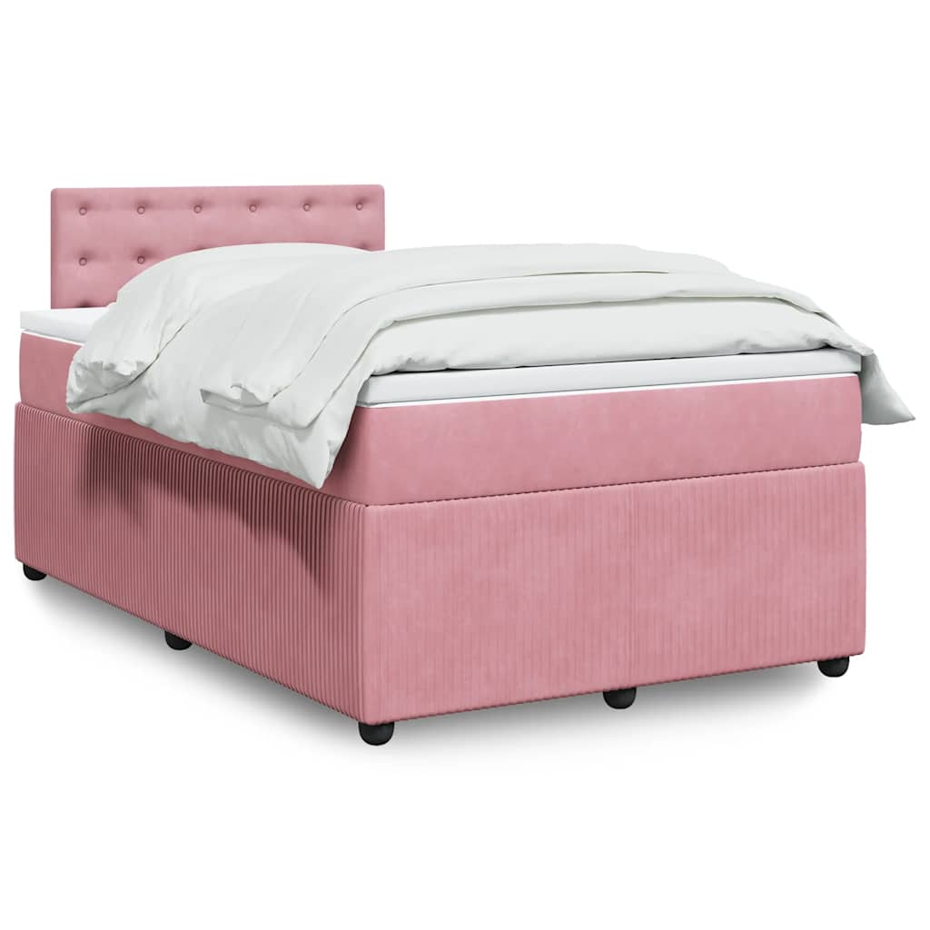 Boxspring met matras fluweel roze 120x200 cm is nu te koop bij PeponiXL, paradijselijk wonen!