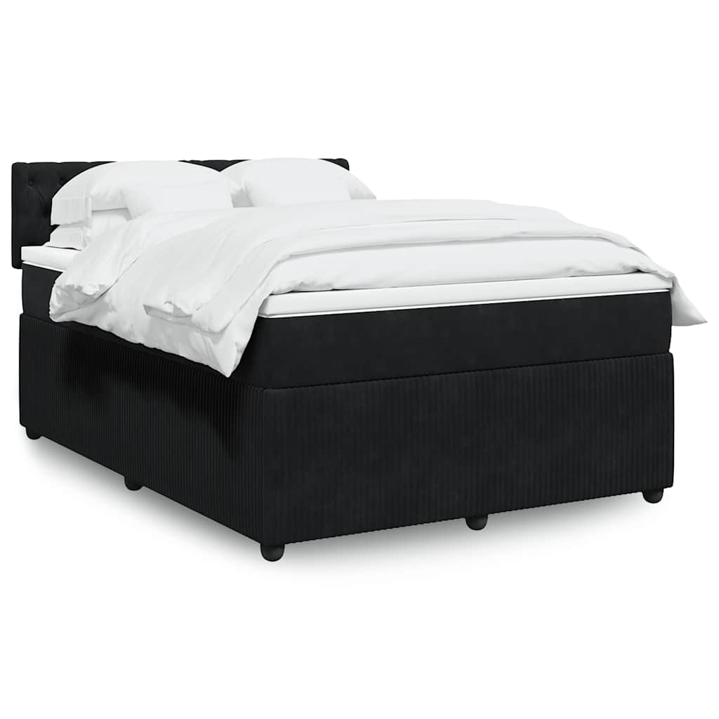 Boxspring met matras fluweel zwart 140x190 cm is nu te koop bij PeponiXL, paradijselijk wonen!