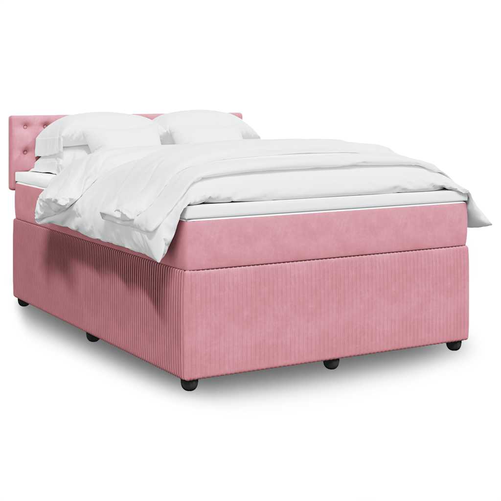 Boxspring met matras fluweel roze 140x190 cm is nu te koop bij PeponiXL, paradijselijk wonen!